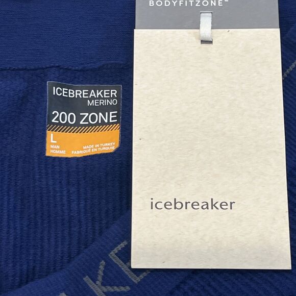 icebreaker NEW Mens L 200 Zone Seamless Leggings Base Layer Blue Merino Blend - Picture 7 of 15